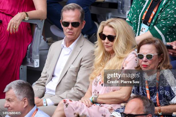 Stefan Edberg and Annette Hjort Olsen attend the 2023 French Open at Roland Garros on June 11, 2023 in Paris, France.