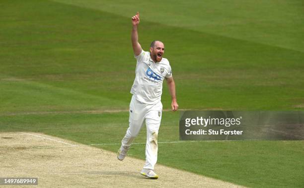 Durham bowler Ben Raine appeals during day one of the LV= Insurance County Championship Division 2 match between Durham and Glamorgan at Seat Unique...