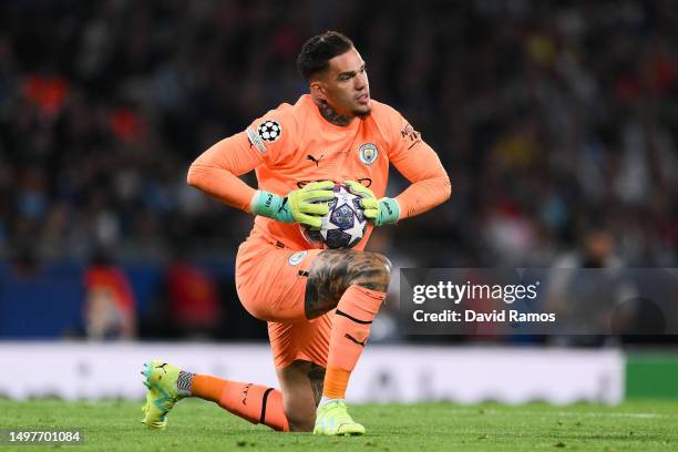 Ederson of Manchester City looks on during the UEFA Champions League 2022/23 final match between FC Internazionale and Manchester City FC at Ataturk...