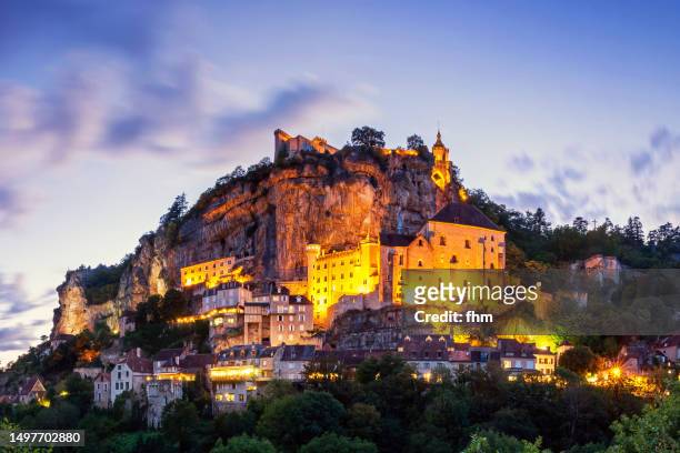 old town of rocamadour at sunset (lot/ france) - rocamadour ストックフォトと画像