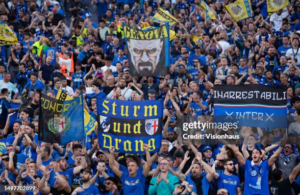 Inter Milan fans before the UEFA Champions League 2022/23 final match between FC Internazionale and Manchester City FC at Ataturk Olympic Stadium on...