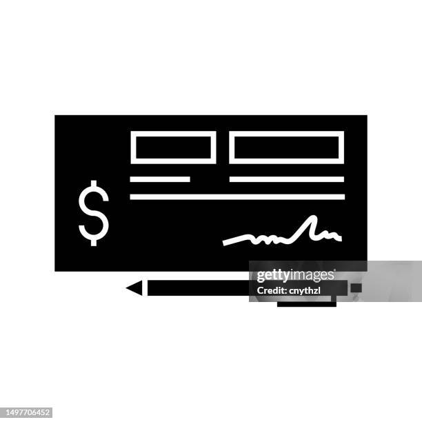 checkbook icon solid style. vector icon design element for web page, mobile app, ui, ux design - paycheck stock illustrations