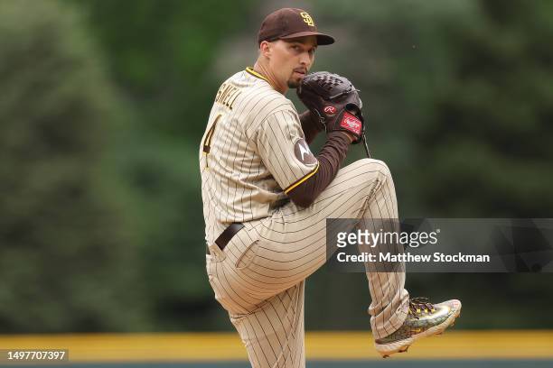 Starting pitcher Blake Snell of the San Diego Padres throws against the Colorado Rockies in the first inning at Coors Field on June 11, 2023 in...