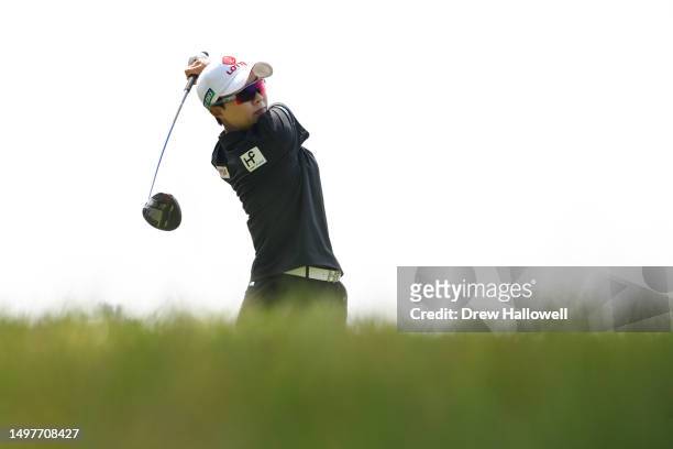 Hyo Joo Kim of South Korea hits a tee shot on the 12th hole during the final round of the ShopRite LPGA Classic presented by Acer at Seaview Bay...