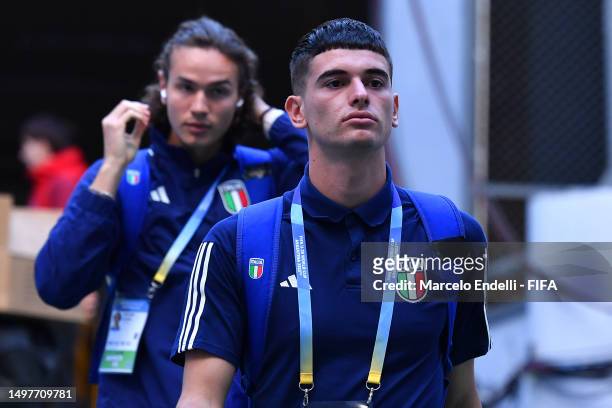 Gabriele Guarino of Italy arrives prior the FIFA U-20 World Cup Argentina 2023 Final match between Italy and Uruguay at Estadio La Plata on June 11,...