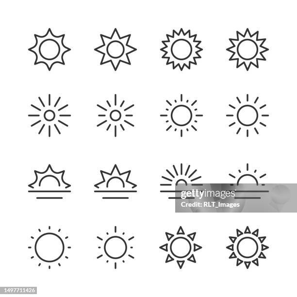 illustrazioni stock, clip art, cartoni animati e icone di tendenza di icone sun — serie monoline - luce solare