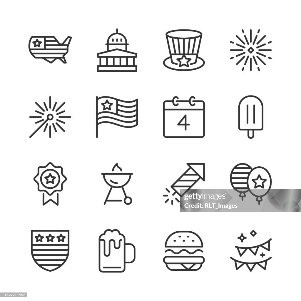 USA & July 4th Icons — Monoline Series