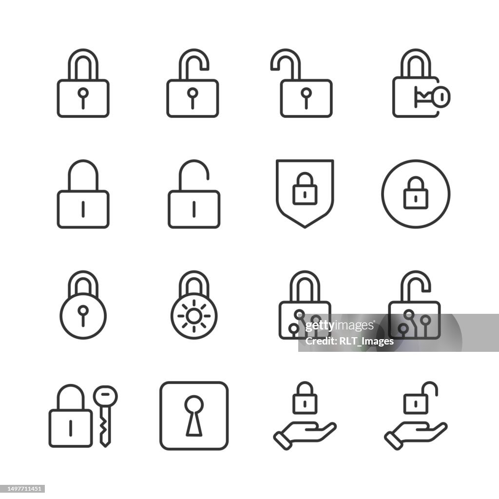 Lock Icons — Monoline Series