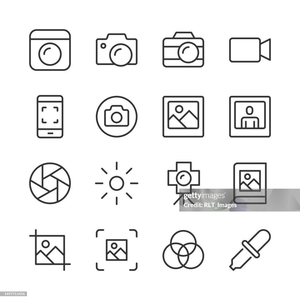 Camera & Photography Icons — Monoline Series