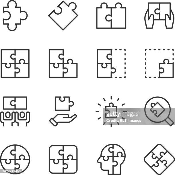 illustrations, cliparts, dessins animés et icônes de icônes de puzzle — série monoline - picto-puzzle