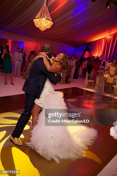 Chad Ochocinco and Evelyn Lozada marry at Le Chateau des Palmiers on July 4, 2012 in St. Maarten, Netherlands Antillies.