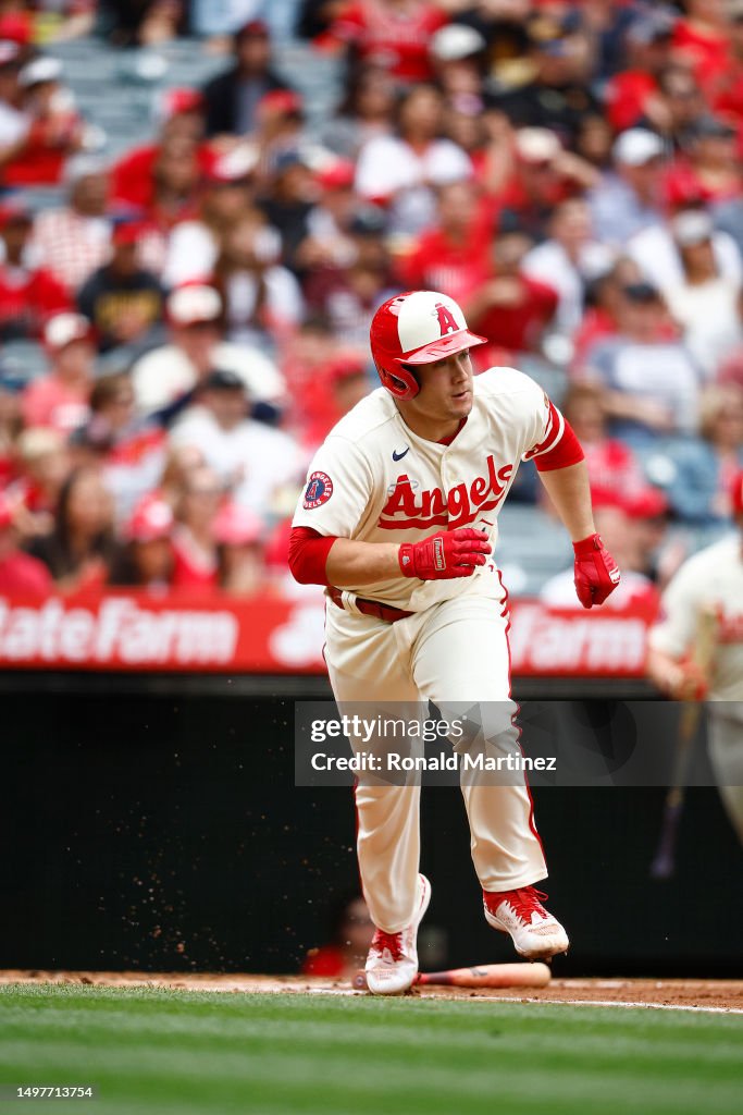 Matt Thaiss Of The Los Angeles Angels Hits A Rbi Against The Seattle