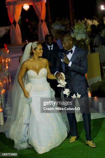 Chad Ochocinco and Evelyn Lozada marry at Le Chateau des Palmiers on July 4, 2012 in St. Maarten, Netherlands Antillies.