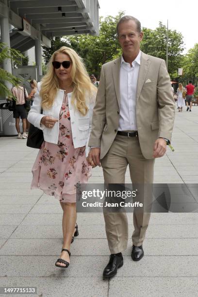 Stefan Edberg and Annette Hjort Olsen attend the 2023 French Open at Roland Garros on June 11, 2023 in Paris, France.