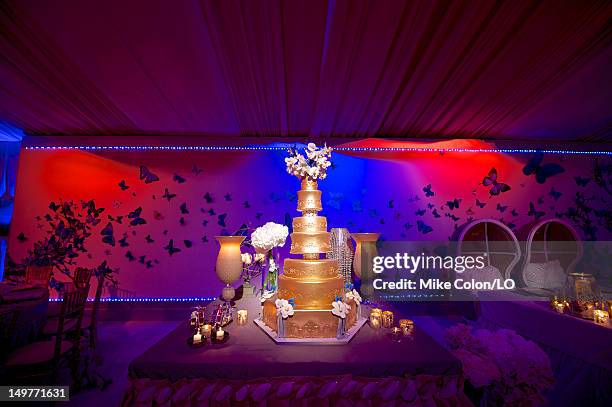 General view as Chad Ochocinco and Evelyn Lozada marry at Le Chateau des Palmiers on July 4, 2012 in St. Maarten, Netherlands Antillies.