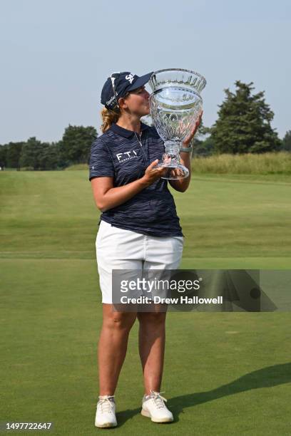 Ashleigh Buhai of South Africa poses for a photo with the trophy after winning the ShopRite LPGA Classic presented by Acer at Seaview Bay Course on...