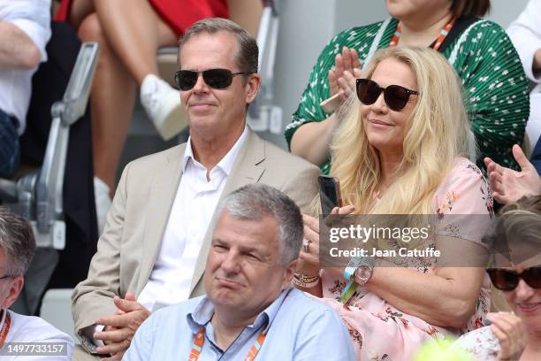 Stefan Edberg and Annette Hjort Olsen attend the 2023 French Open at Roland Garros on June 11, 2023 in Paris, France.