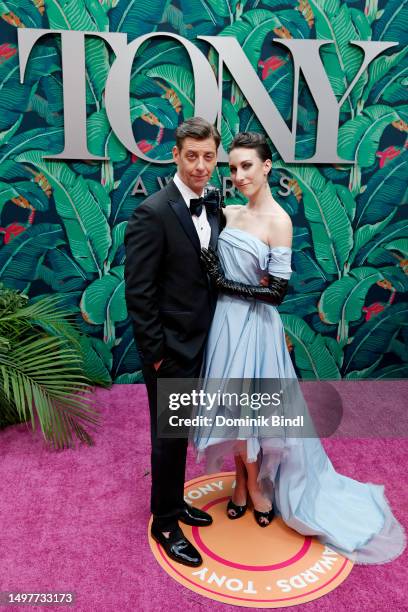 Christian Borle and guest attend The 76th Annual Tony Awards at United Palace Theater on June 11, 2023 in New York City.