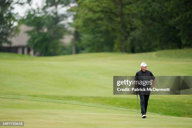 Steve Stricker of United States walks up the fairway on 14th hole during the final round of the American Family Insurance Championship at University...