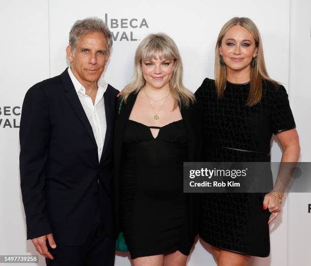 Ben Stiller, Ella Stiller and Christine Taylor attend the "Let Liv" screening during Shorts: Misdirection at the 2023 Tribeca Festival at Village...