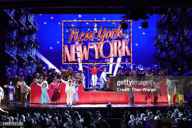 Anna Uzele, Colton Ryan, and the cast of “New York, New York” perform onstage during The 76th Annual Tony Awards at United Palace Theater on June 11,...