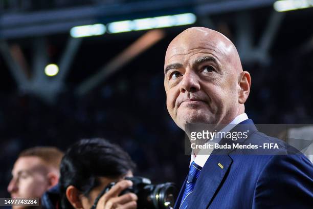 Gianni Infantino, President of FIFA gesture during the FIFA U-20 World Cup Argentina 2023 Final match between Italy and Uruguay at Estadio La Plata...