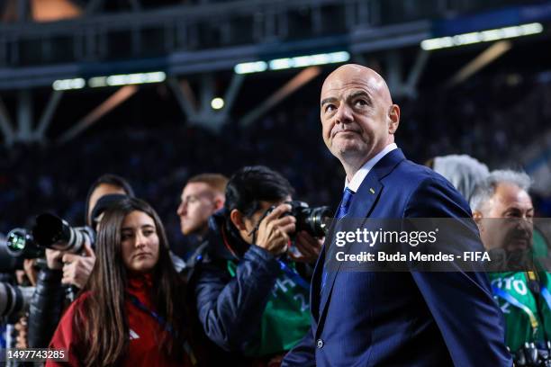 Gianni Infantino, President of FIFA gesture during the FIFA U-20 World Cup Argentina 2023 Final match between Italy and Uruguay at Estadio La Plata...