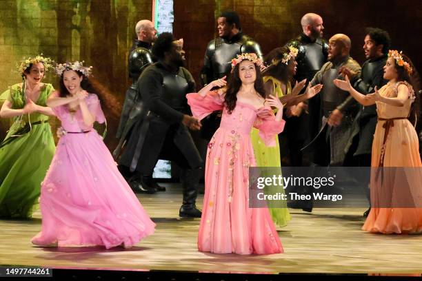 Phillipa Soo and the cast of "Camelot" perform onstage during The 76th Annual Tony Awards at United Palace Theater on June 11, 2023 in New York City.