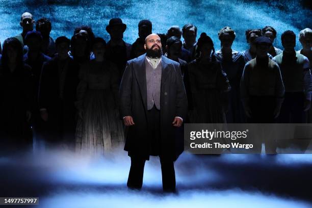 Paul Jordan Jansen and the cast of “Sweeney Todd: The Demon Barber of Fleet Street” perform onstage during The 76th Annual Tony Awards at United...