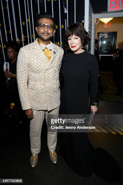 Utkarsh Ambudkar and Marcia Gay Harden backstage at The 76th Annual Tony Awards at United Palace Theater on June 11, 2023 in New York City.