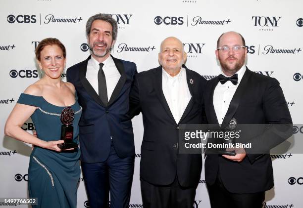 Kristin Caskey, Jason Robert Brown, Alfred Uhry, Greg Nobile, winners of the award for Best Revival of a Musical for "Parade," pose in the press room...