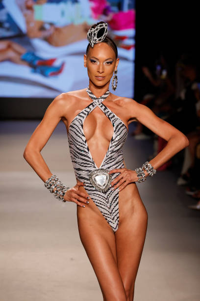 Model walks the runway for The Blonds Fashion Show during Paraiso Miami Swim Week at The Paraiso Tent on June 11, 2023 in Miami Beach, Florida.