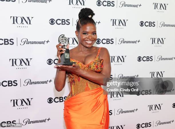 LaChanze, winner of the awards for Best Musical for "Kimberly Akimbo" and Best Revival of a Play for "Topdog/Underdog," poses in the press room...