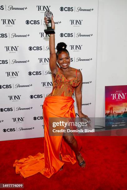 LaChanze, winner of the awards for Best Musical for "Kimberly Akimbo" and Best Revival of a Play for "Topdog/Underdog," poses in the press room...