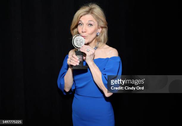 Victoria Clark, winner of the award for Best Performance By An Actress in a Leading Role in a Musical for "Kimberly Akimbo" poses in the press room...