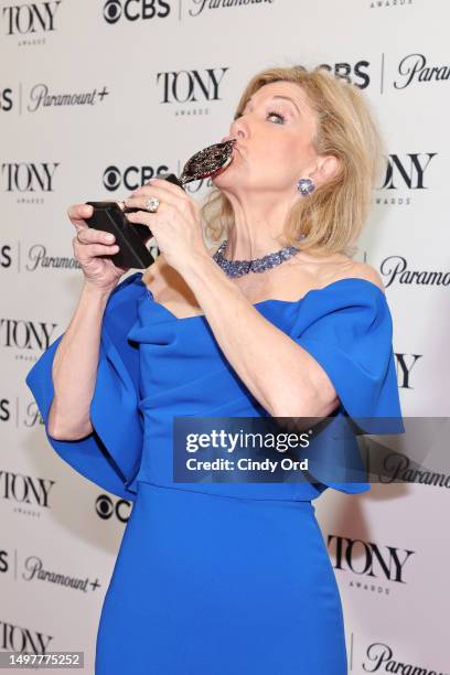 Victoria Clark, winner of the award for Best Performance By An Actress in a Leading Role in a Musical for "Kimberly Akimbo" poses in the press room...