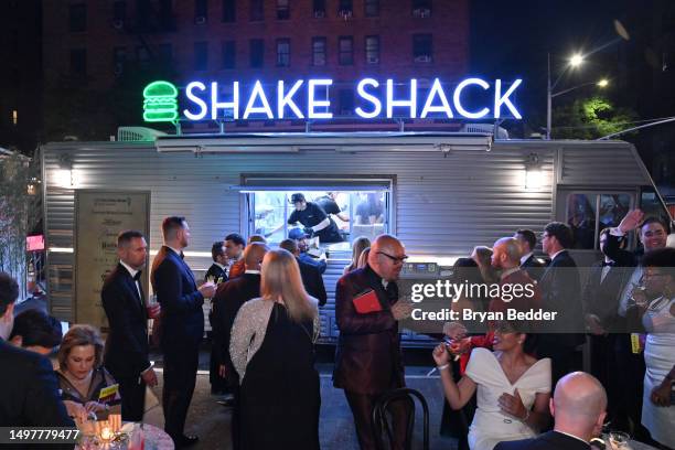 Guests enjoy Shake Shack during The 76th Annual Tony Awards After Party presented by City National Bank at United Palace Theater on June 11, 2023 in...