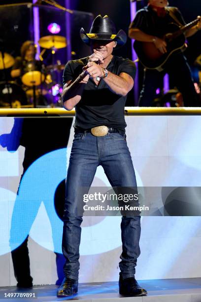 Tim McGraw performs on stage during day four of CMA Fest 2023 at Nissan Stadium on June 11, 2023 in Nashville, Tennessee.