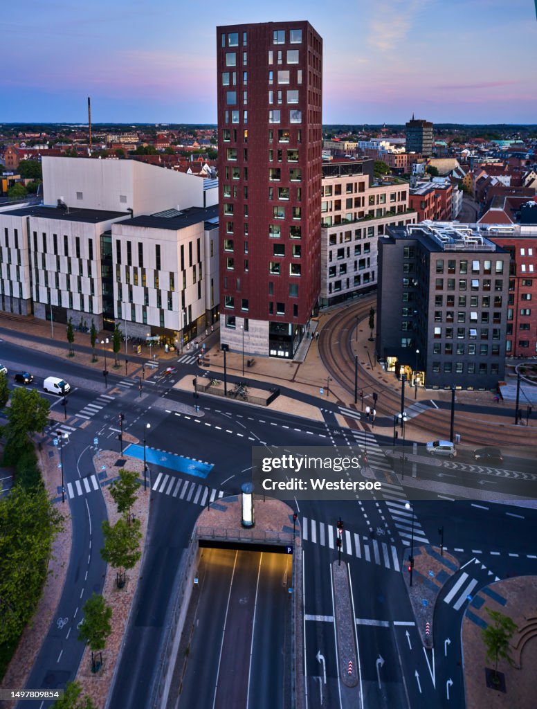 Above main road intersection in Odense