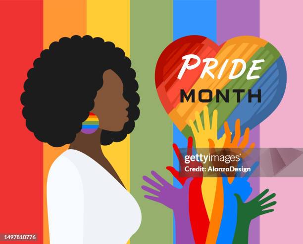 pride parade. colorful lgbt pride month banner. - afro stock illustrations