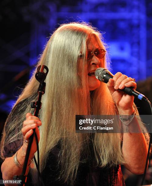 Donna Jean Godchaux of The Grateful Dead performs during the "Move Me Brightly" 70th Birthday Tribute for Jerry Garcia at TRI Studios on August 3,...