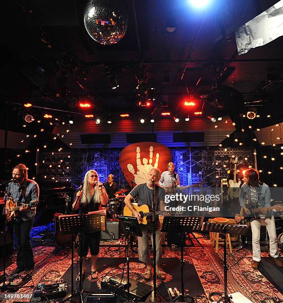 Neal Casal, Donna Jean Godchaux, Joe Russo, Bob Weir, Phil Lesh and Jason Roberts perform during the "Move Me Brightly" 70th Birthday Tribute for...