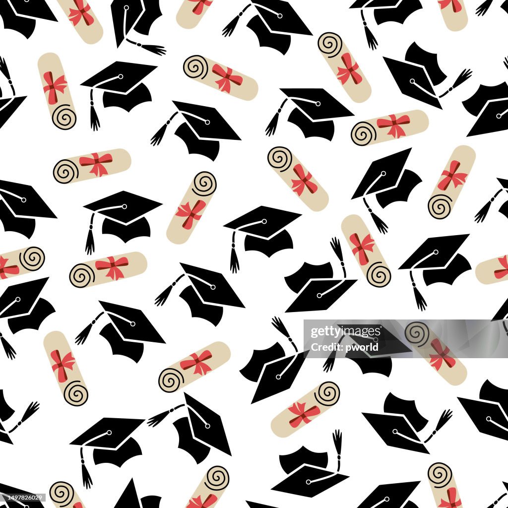 Graduation Cap Seamless Pattern High-Res Vector Graphic - Getty Images
