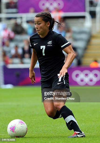 Ali Riley of New Zealand in action during the Women's Football Quarter Final match between United States and New Zealand, on Day 7 of the London 2012...