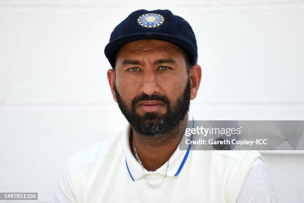 Cheteshwar Pujara of India during day four of the ICC World Test Championship Final between Australia and India at The Oval on June 10, 2023 in...