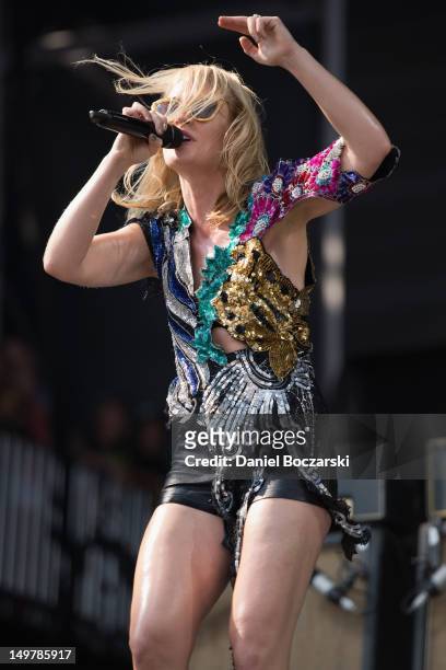 Emily Haines of Metric performs on stage during day one of Lollapalooza at Grant Park on August 3, 2012 in Chicago, United States.