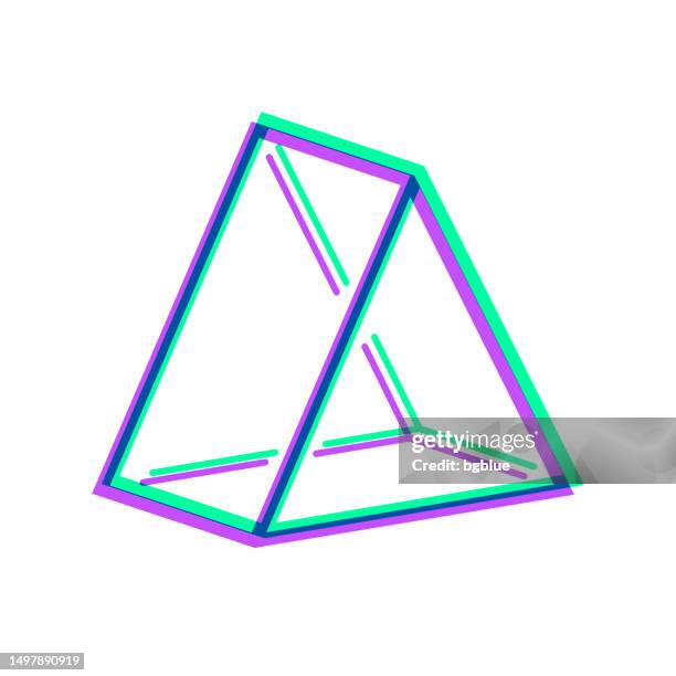 3d triangle. icon with two color overlay on white background - 3d pyramid vector stock illustrations