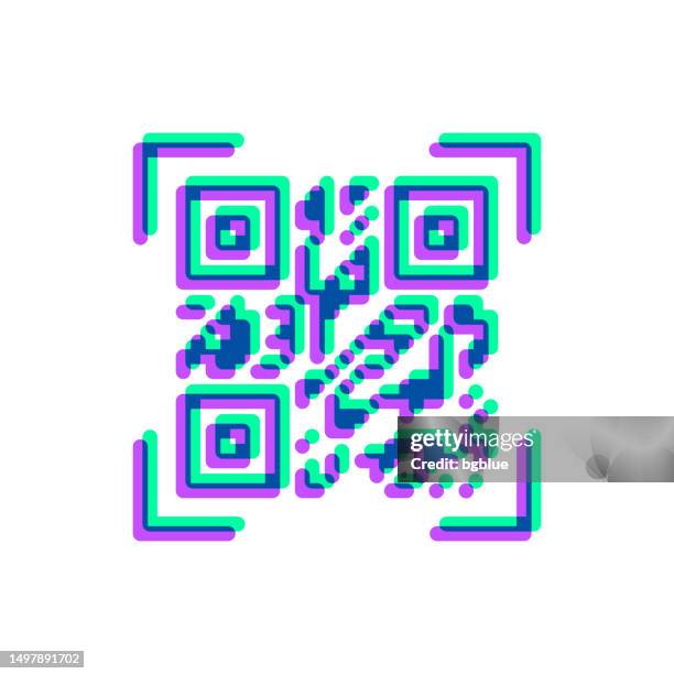 qr code scan. icon with two color overlay on white background - bar-code-scan-icon stock illustrations