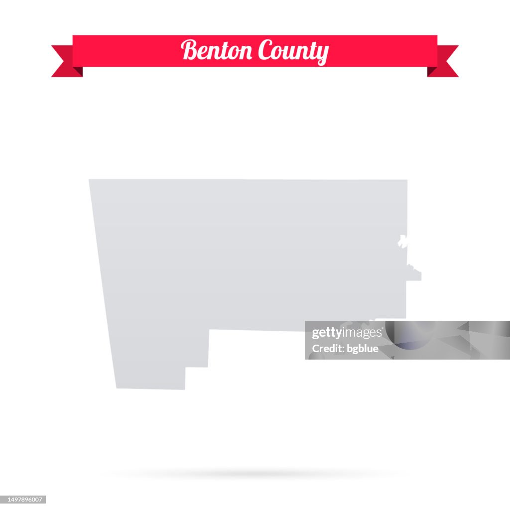Benton County, Arkansas. Map on white background with red banner