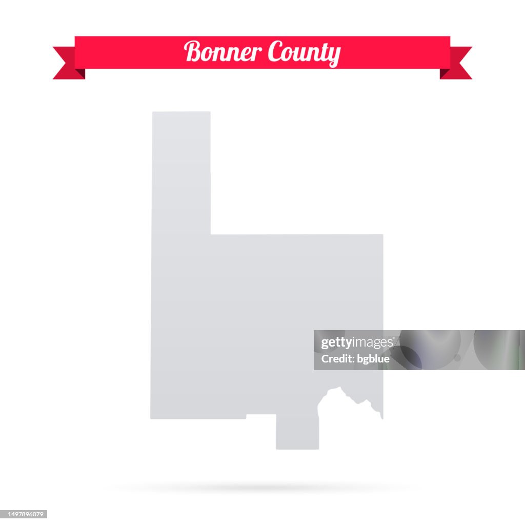Bonner County, Idaho. Map on white background with red banner